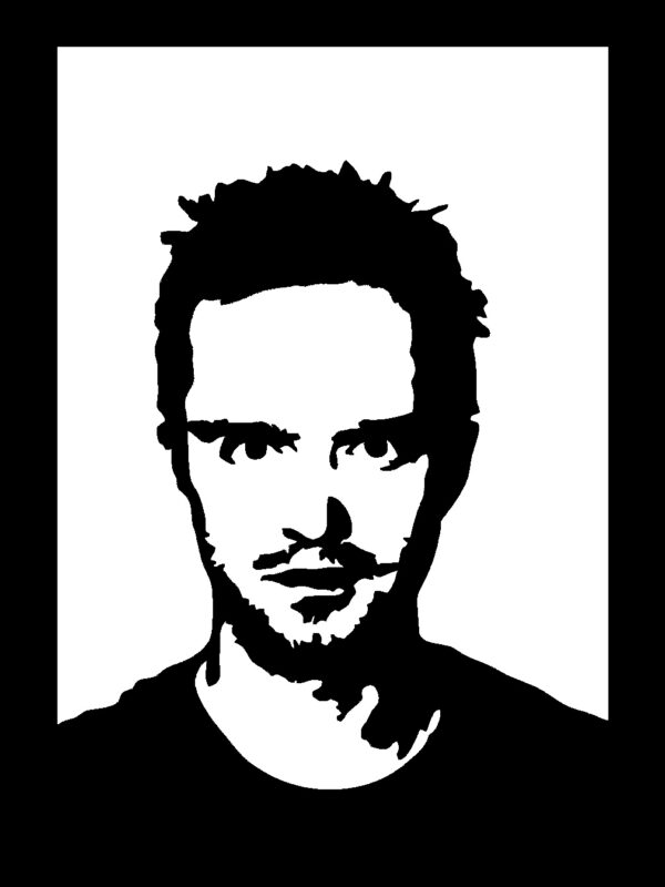 JESSE SSDECO.es | Cuadro Decorativo de Pared Jesse Pinkman - Arte en Madera Negro con Fondo Blanco, 30x41 cm - Decoración Moderna para Salón, Dormitorio y Oficina